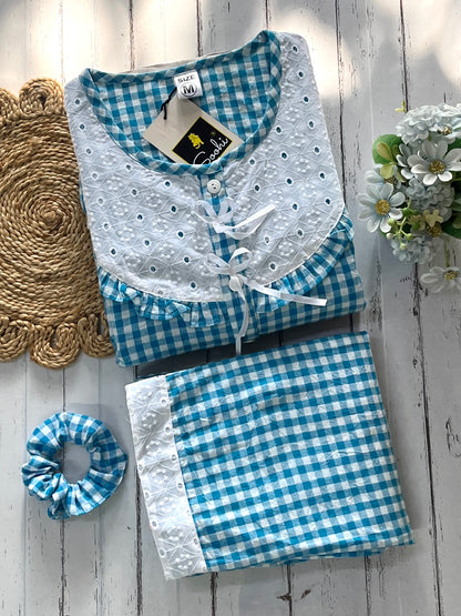 Blue Candy Checks Pj Set (Women)