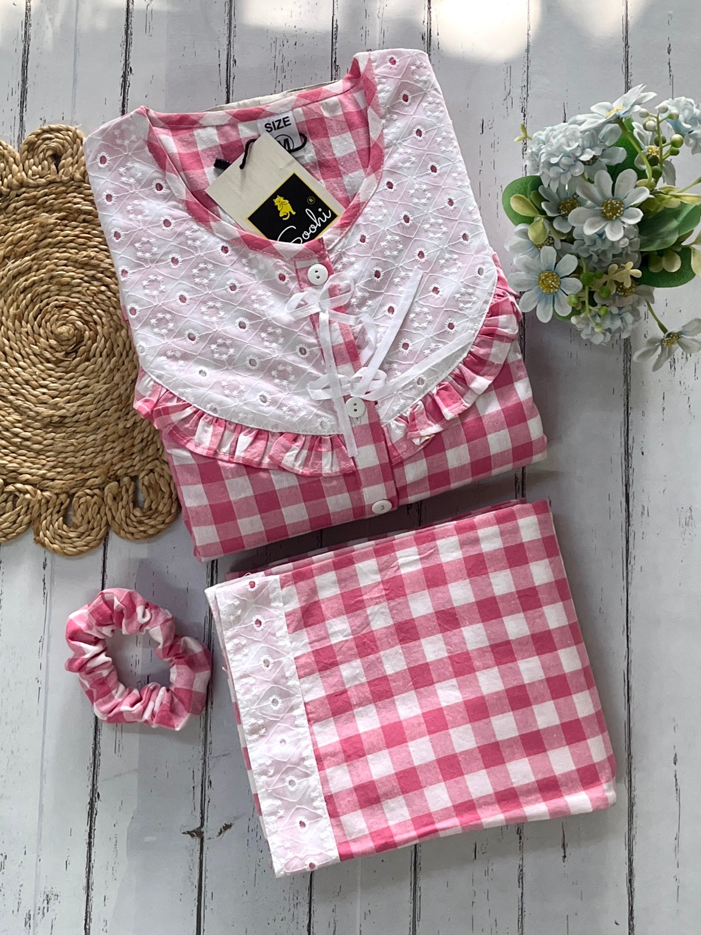 Pink Candy Checks Pj Set (Women)