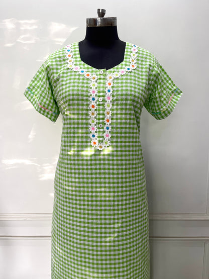Green Candy Checks Nighty (Women)