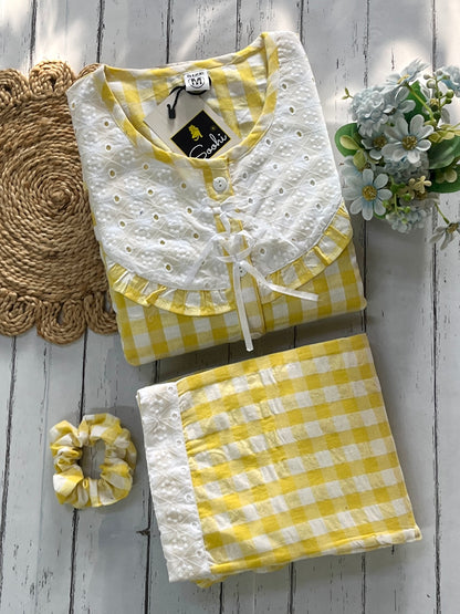 Yellow Candy Checks Pj Set (Women)