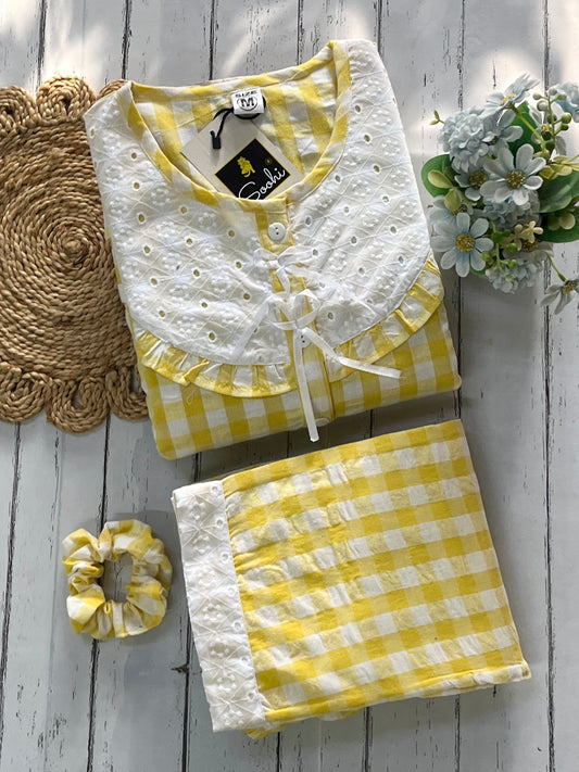 Yellow Candy Checks Pj Set (Women)