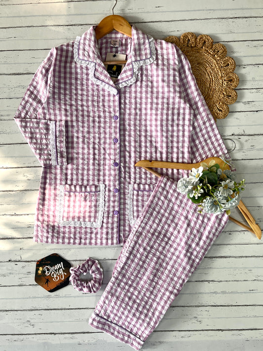 Mouve Check Pj Set (Women)