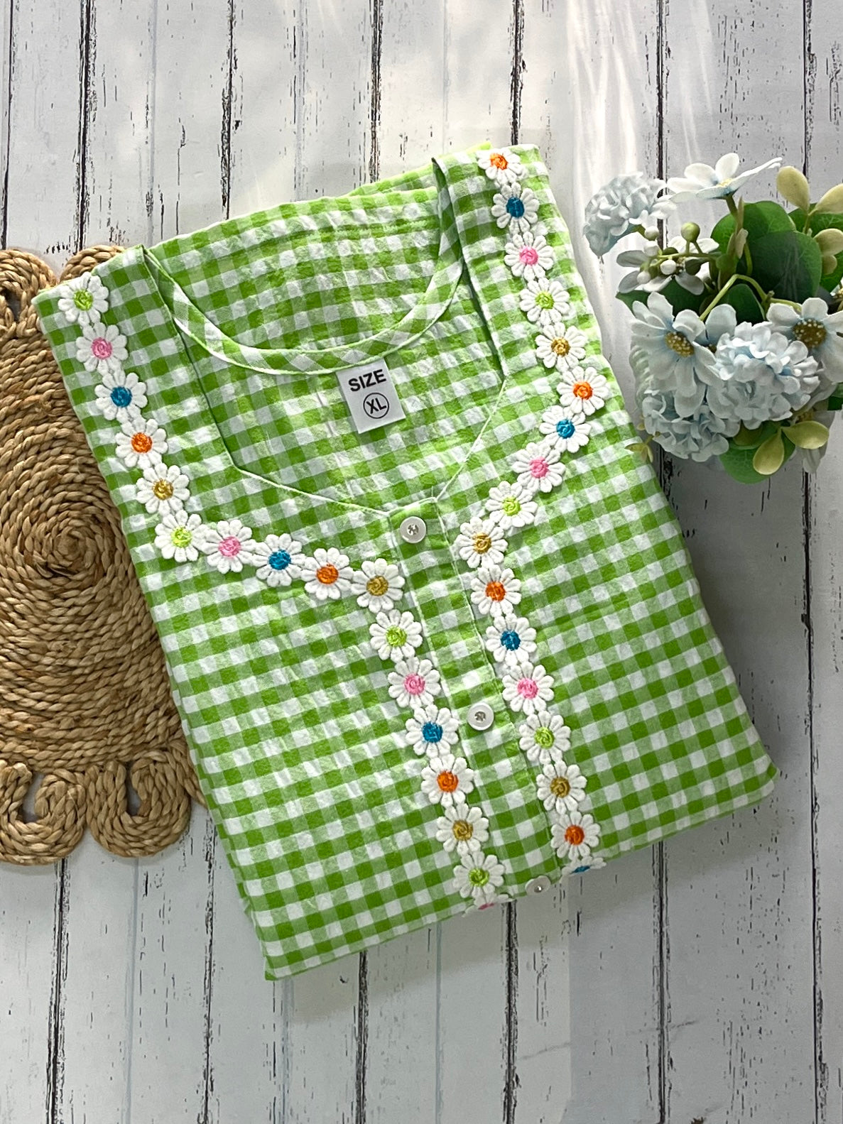 Green Candy Checks Nighty (Women)