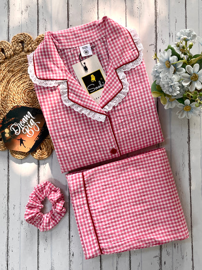 Pink Micro Check pj Set (Women)