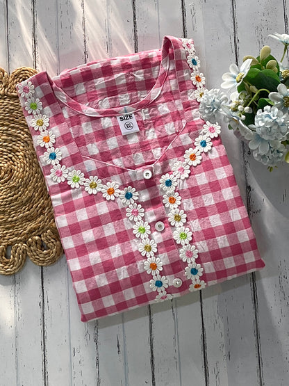 Pink Candy Checks Nighty (Women)