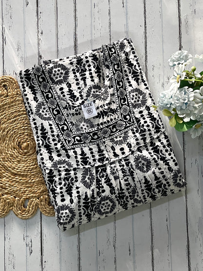Black Blocks Cotton Nighty (Women)