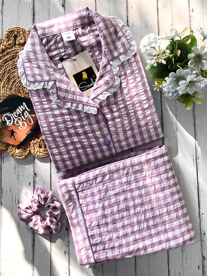 Mouve Check Pj Set (Women)