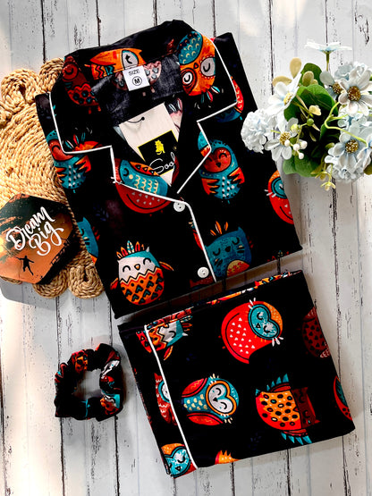 Black Owl Pj Set (Women)