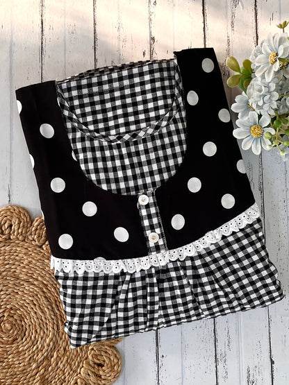 Black Polka Gingham Nighty (Women)