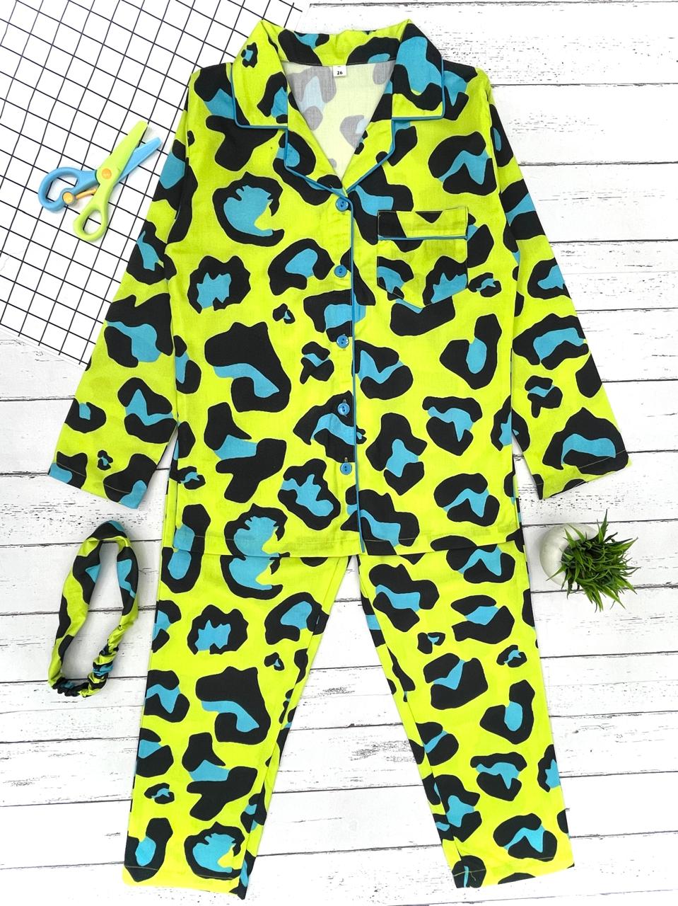 Green and Black leopard Pj Set (Kids)