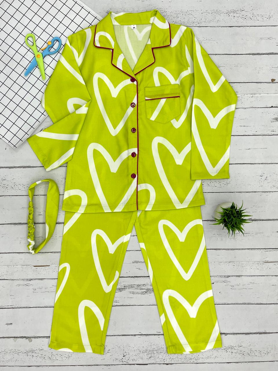 Green Heart Pj Set (Kids)