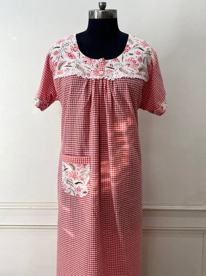 Orange Checks Nighty (Women)
