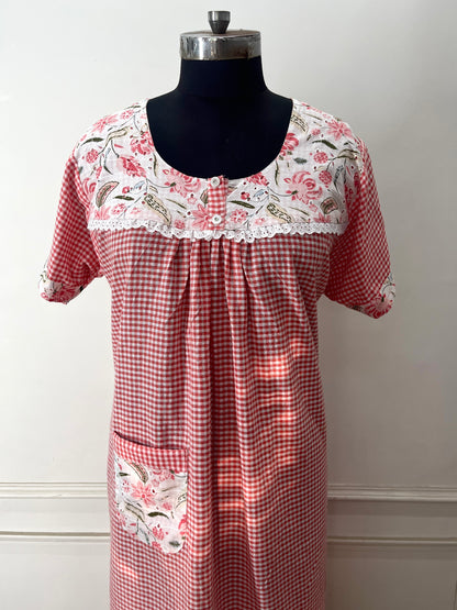 Orange Checks Nighty (Women)