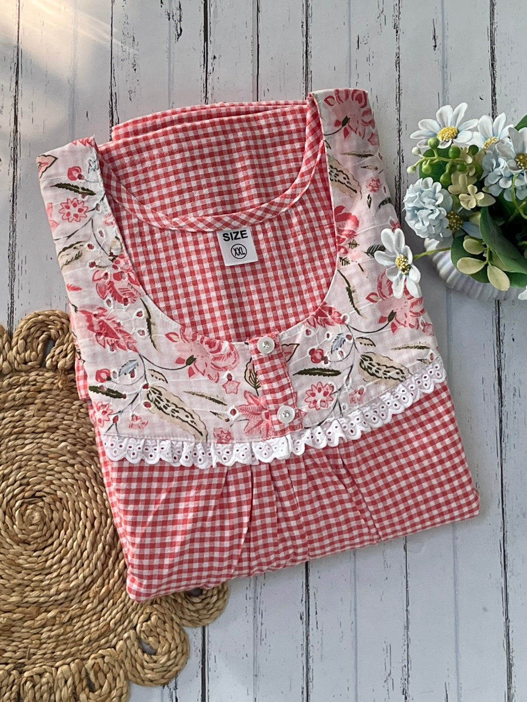 Orange Checks Nighty (Women)