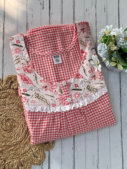 Orange Checks Nighty (Women)