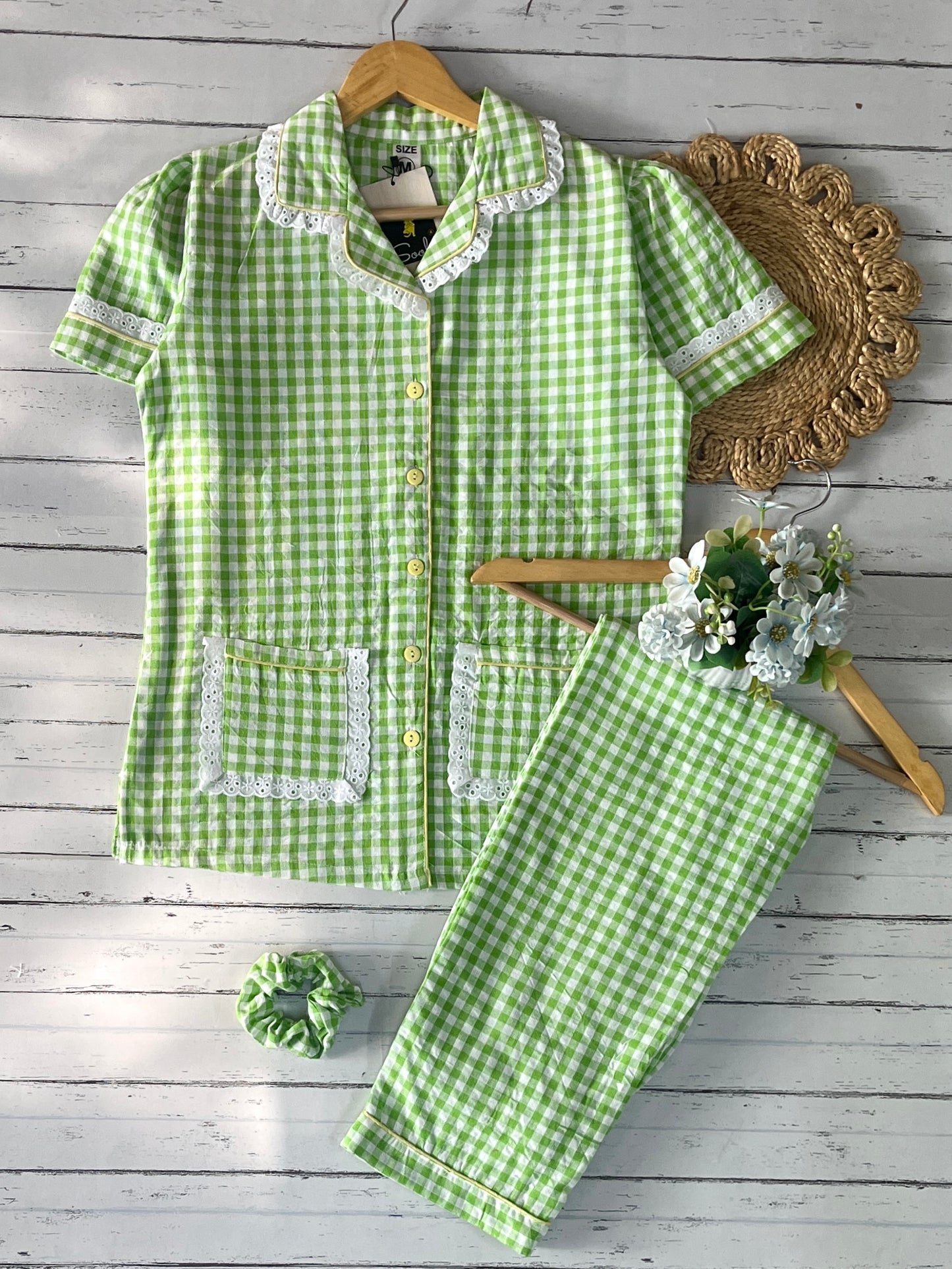 Daisy Green Checks Pj Set (Women)