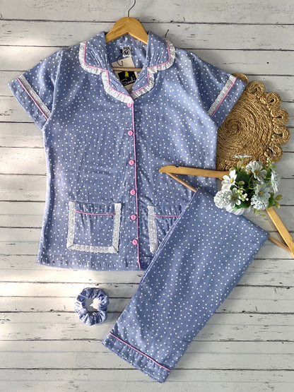 Sky Blue Dots Pj Set (Women) (Copy)