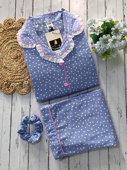 Sky Blue Dots Pj Set (Women) (Copy)