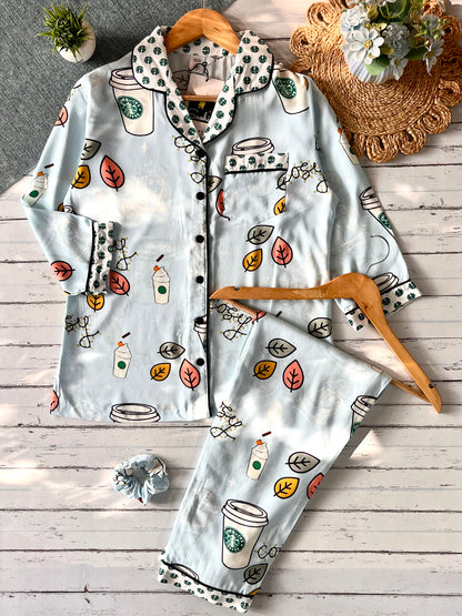 Blue Coffee Pj Set (Women)