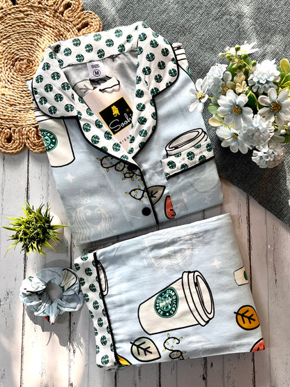 Blue Coffee Pj Set (Women)