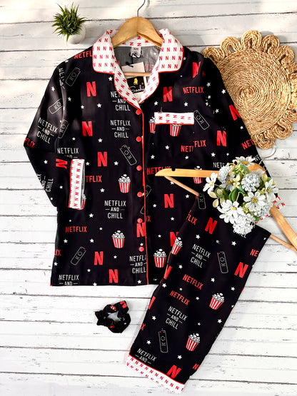 Black Netflix Pj Set (Women)