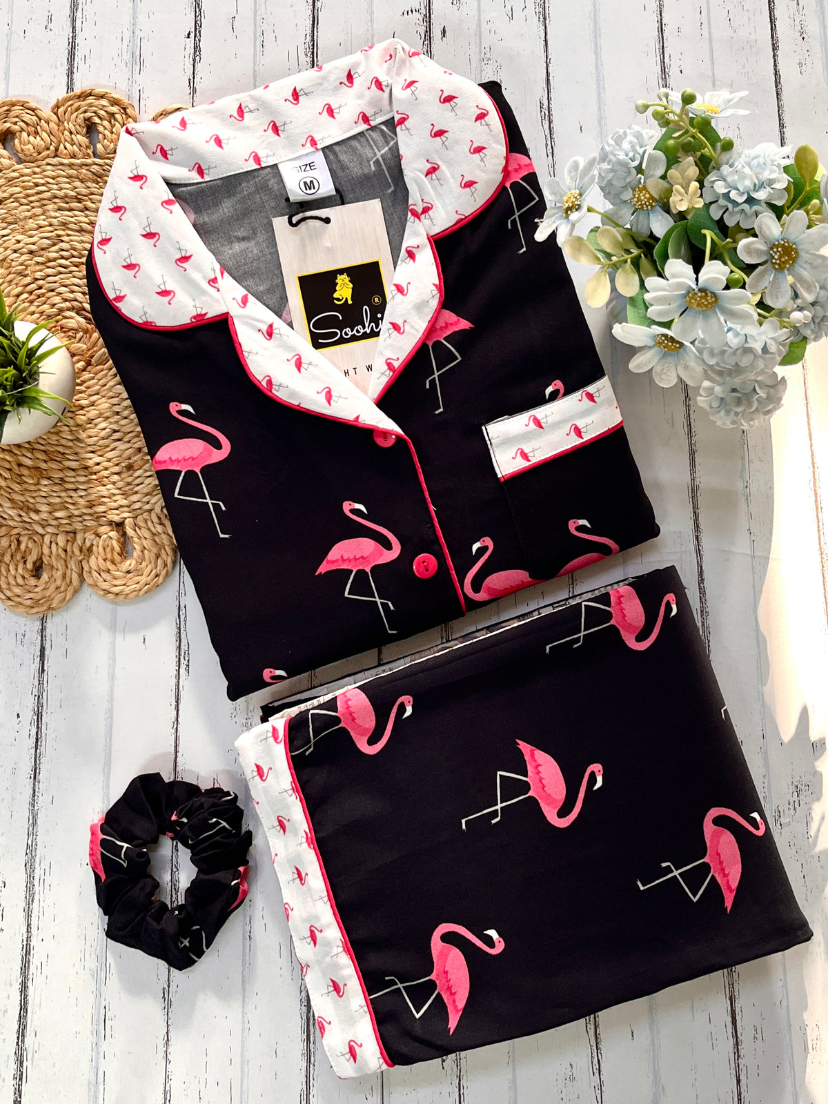 Black Flamingo Pj Set (Women)