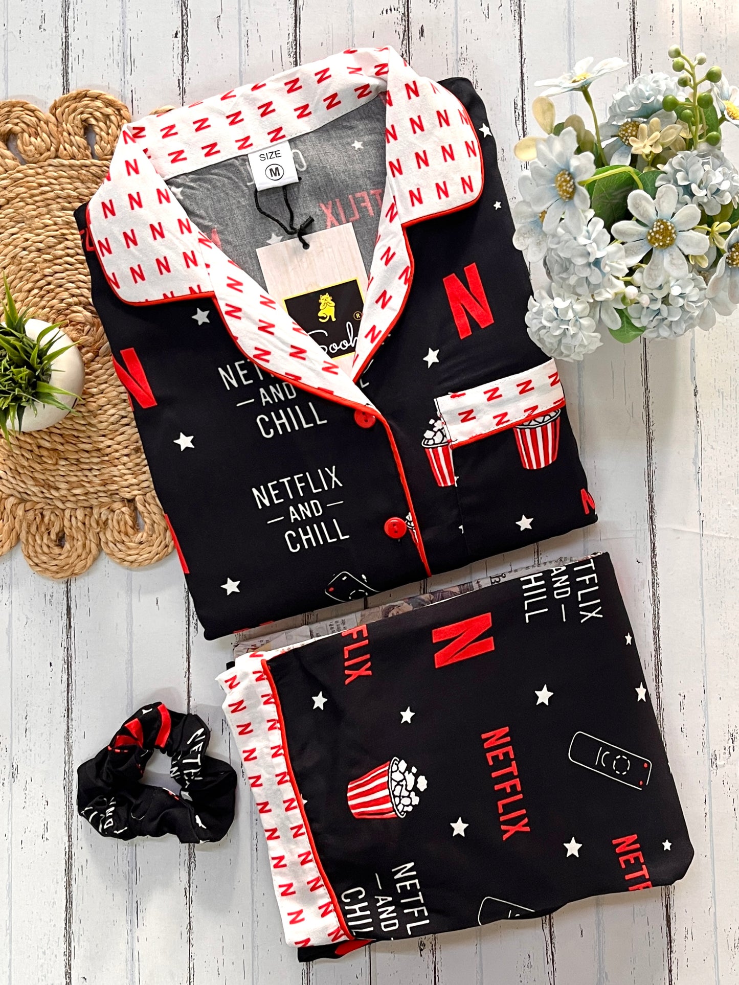 Black Netflix Pj Set (Women)