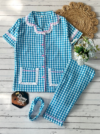 Blue Check Kids Pj Set