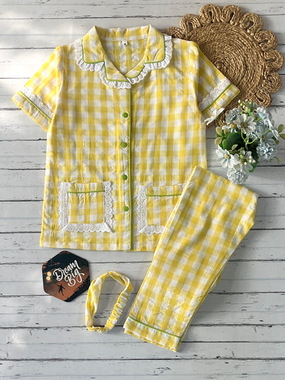 Yellow Check Kids Pj Set