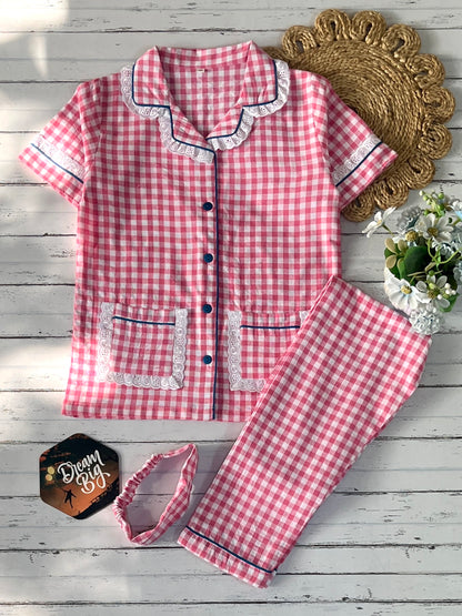 Pink Check Kids Pj Set