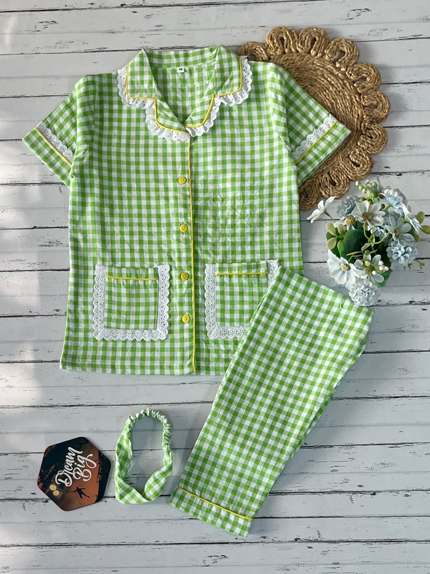 Green Check Kids Pj Set