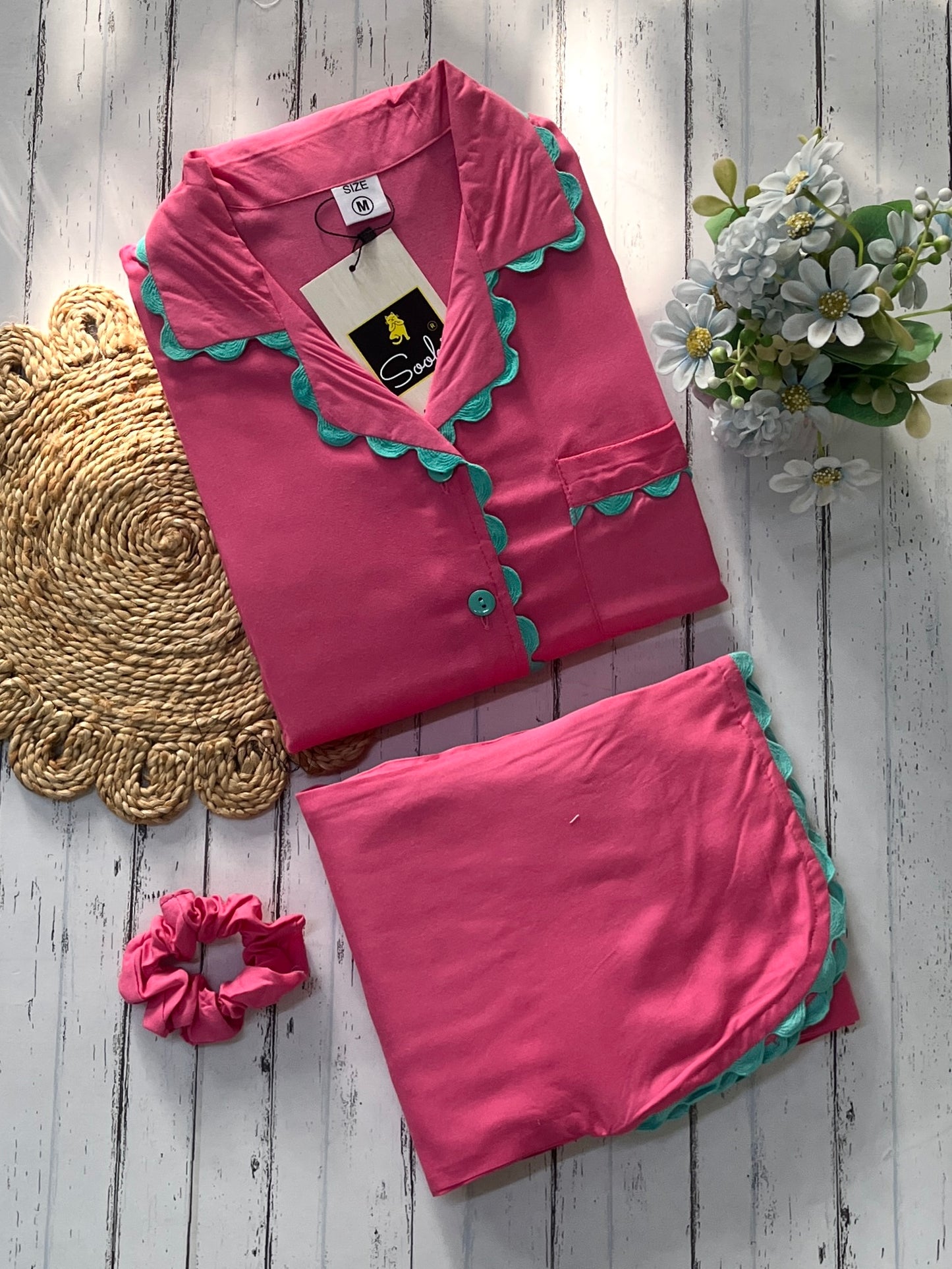 Pink Plain Pj Set (Women)