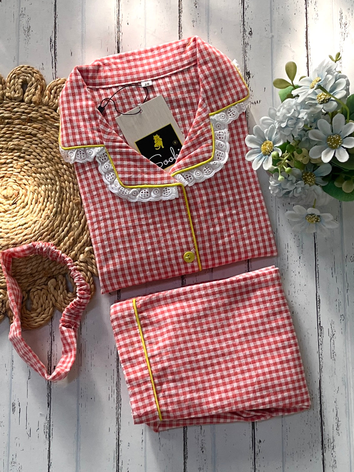 Orange Check Kids Pj Set