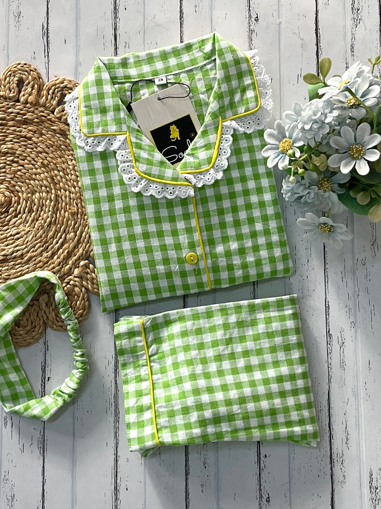 Green Check Kids Pj Set