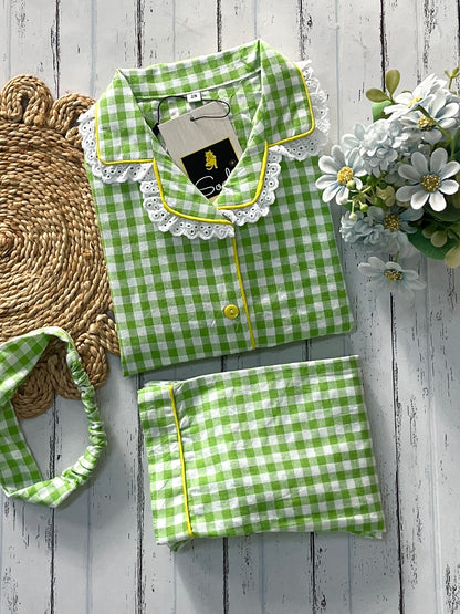 Green Check Kids Pj Set