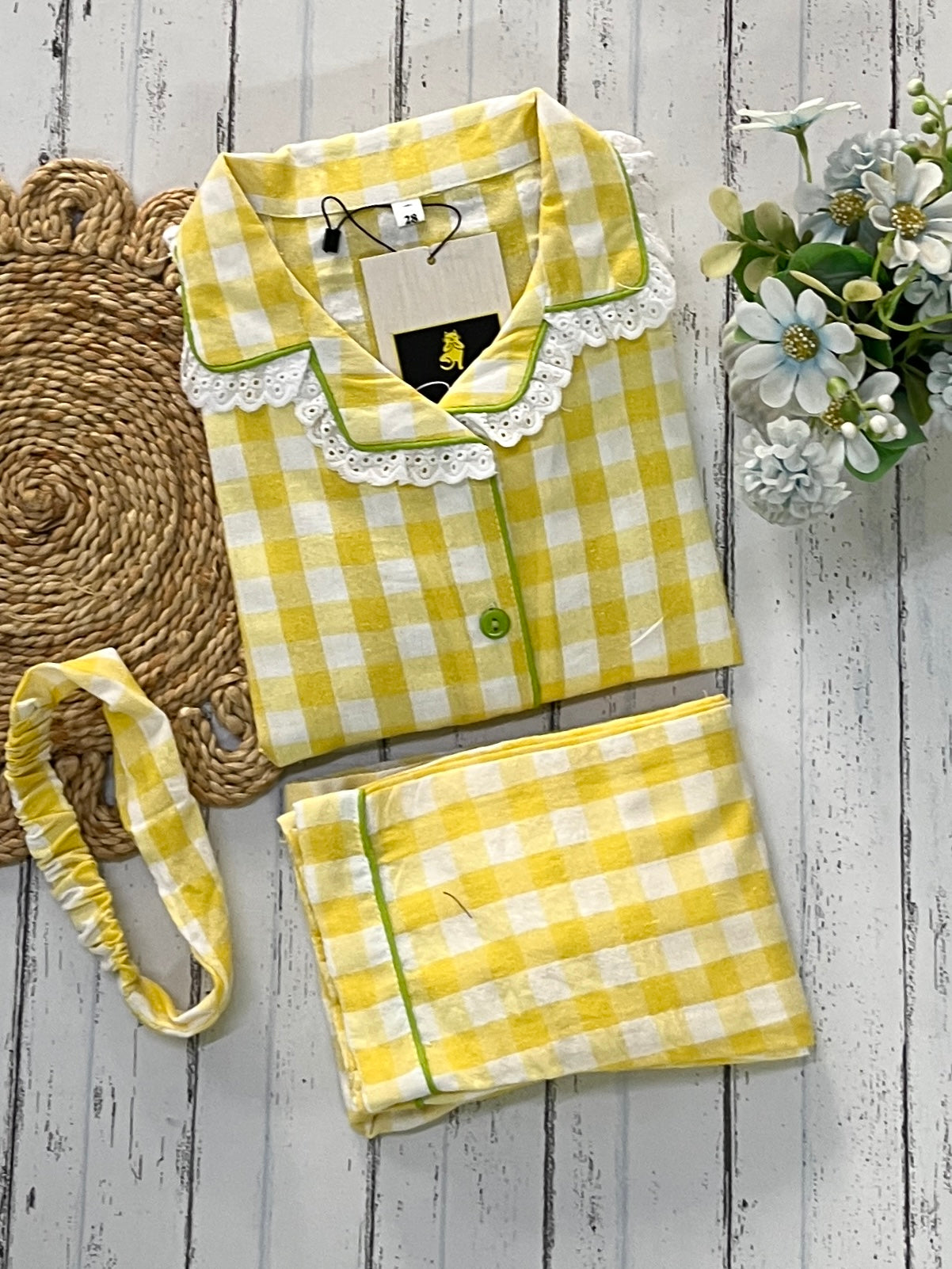 Yellow Check Kids Pj Set
