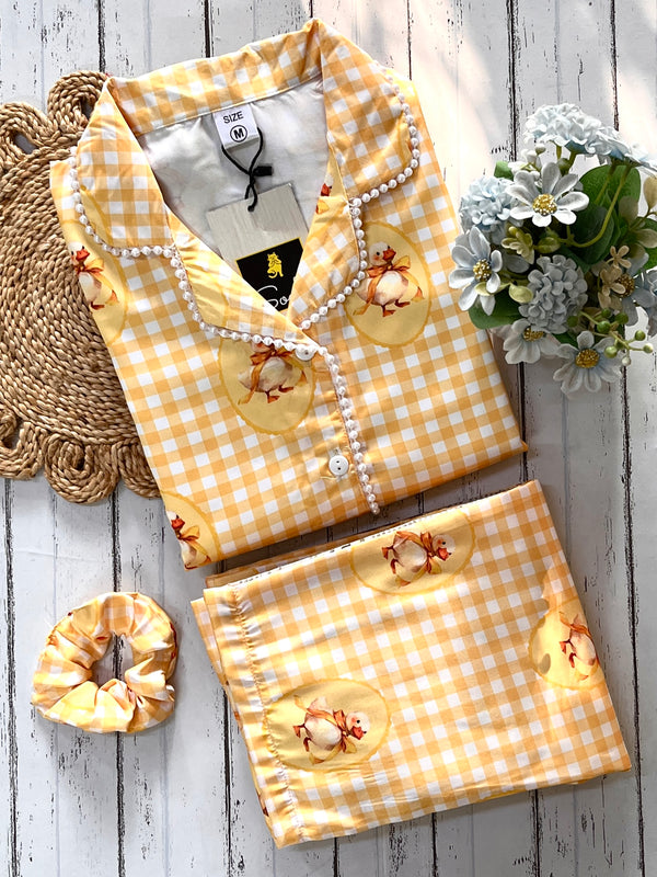Yellow duck Luxe Satin Pj Set