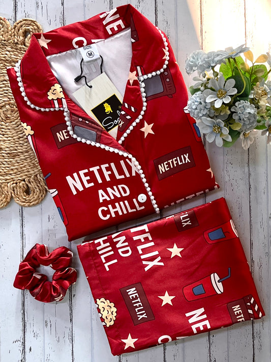 Red Netflix Luxe Satin Pj Set