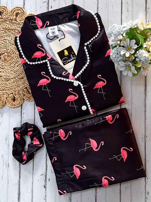 Black Flamingo Luxe Satin Pj Set