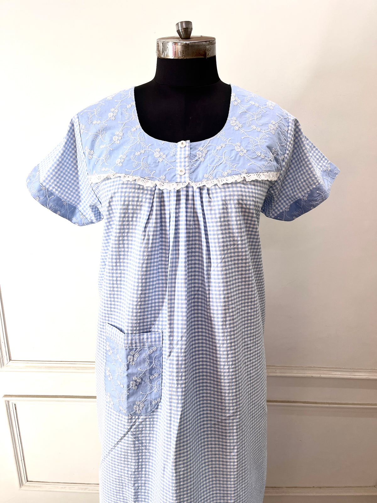 Blue Check Gingham Chicken Nighty (Women)