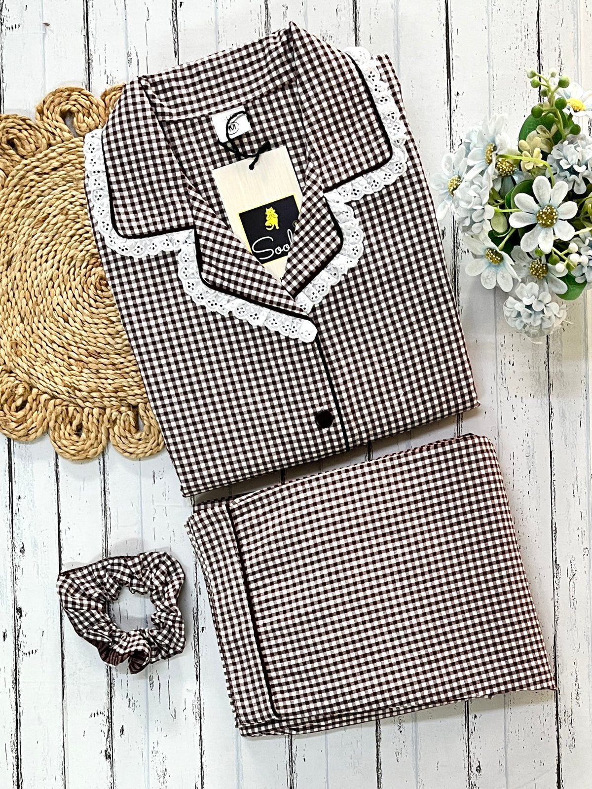 Brown Check PJ Set