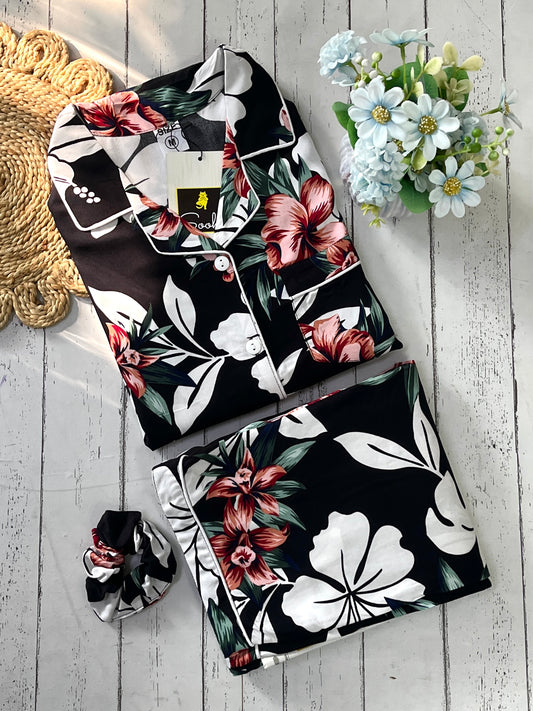 Black Floral PJ Set ( Women )