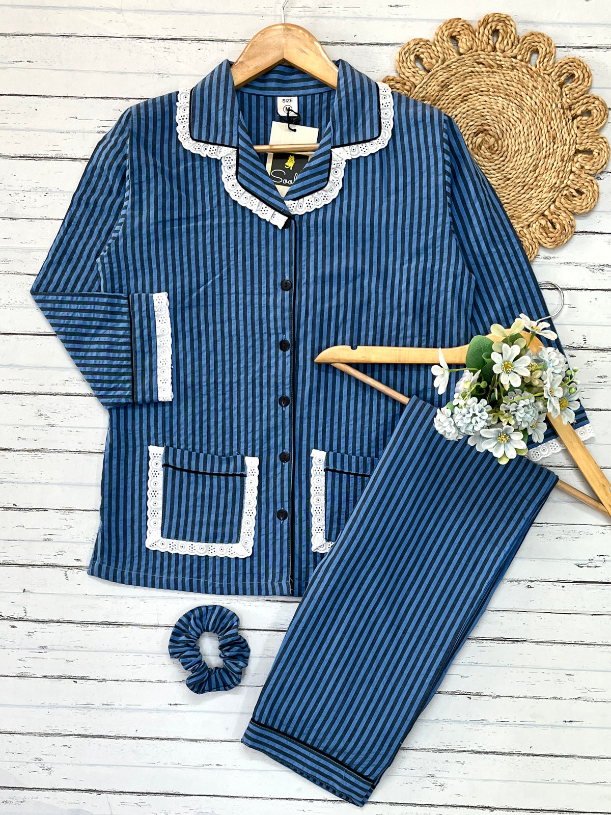 Denim Blue Stripe Pj Set