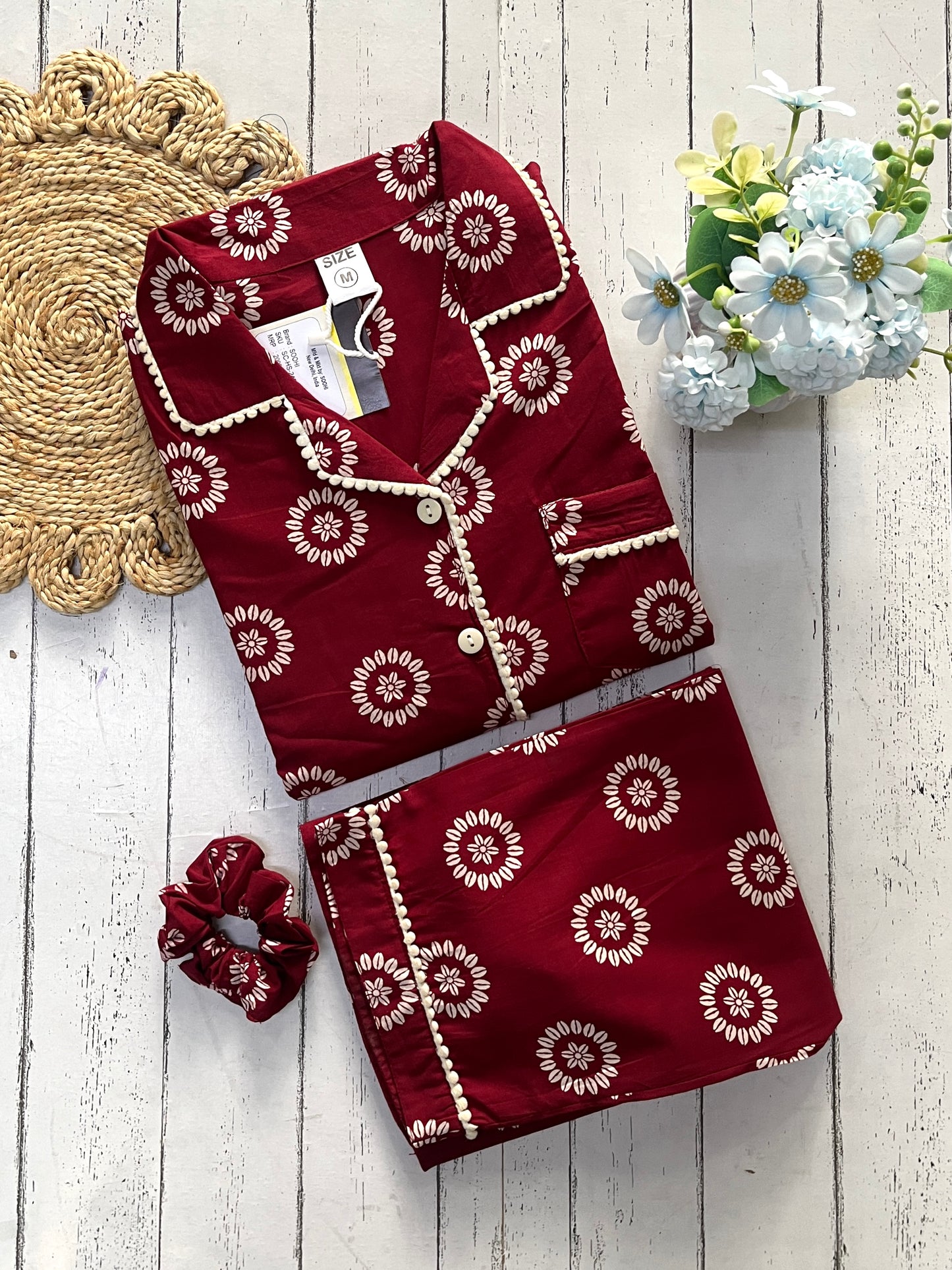 Maroon Mandala Pj Set (Women)