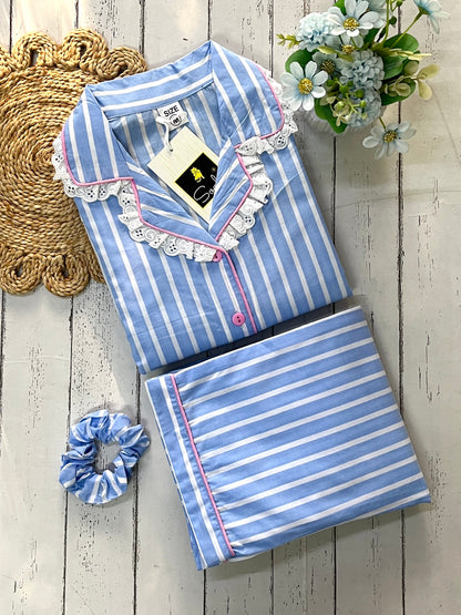 Blue stripe pj set (women)