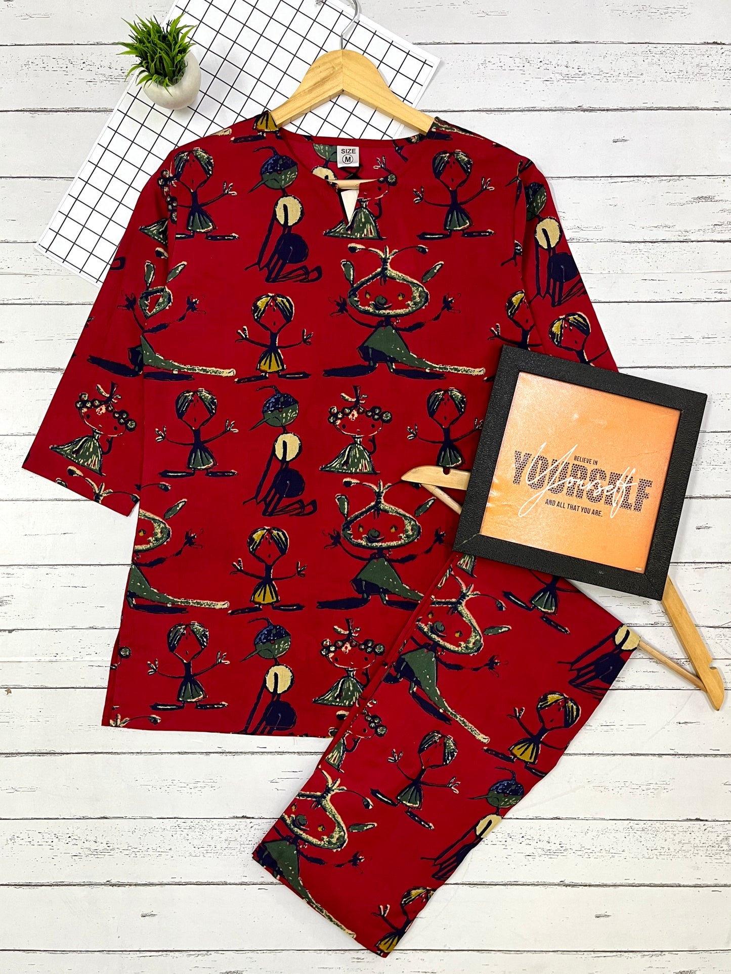 Red Modern Art PJ Set (Women)