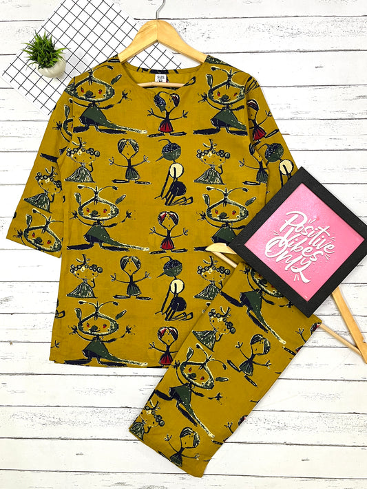 Yellow Modern Art PJ Set (Women)