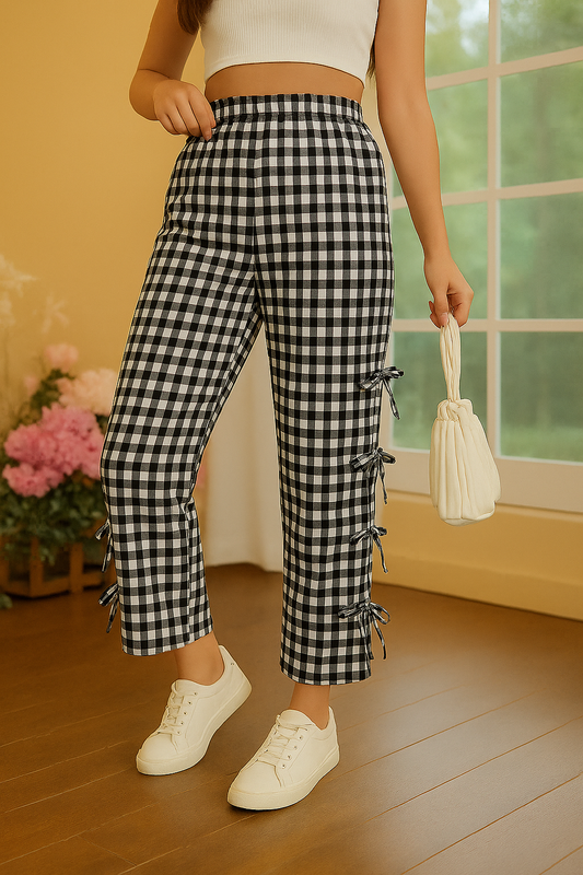 Black Checks Joggers (Women)