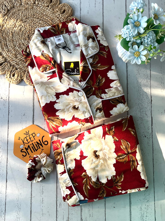 Red Flowers PJ Set (Women)