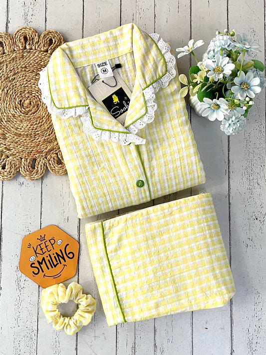 Yellow Checks Pj Set (Women)